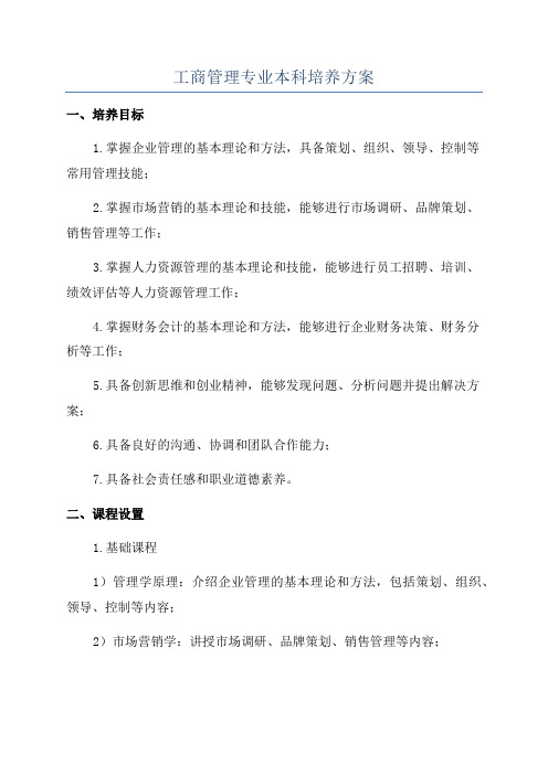 工商管理专业本科培养方案