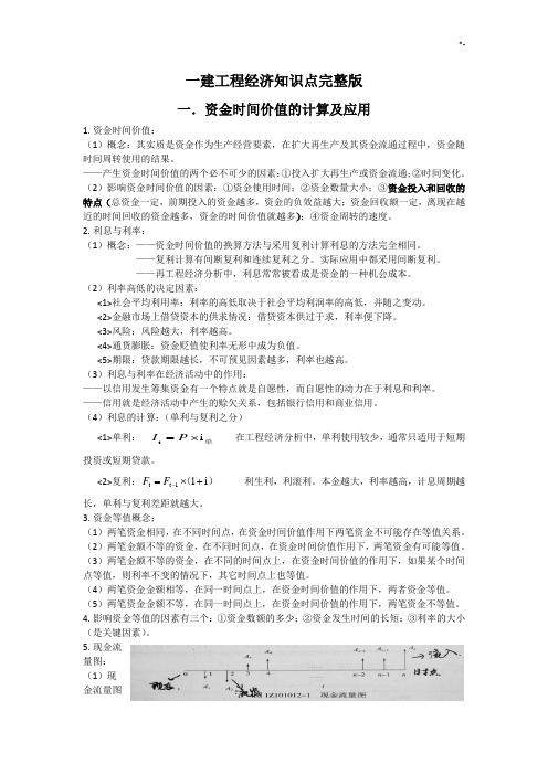 2019年度一建建设项目工程经济学习知识点完整编辑版