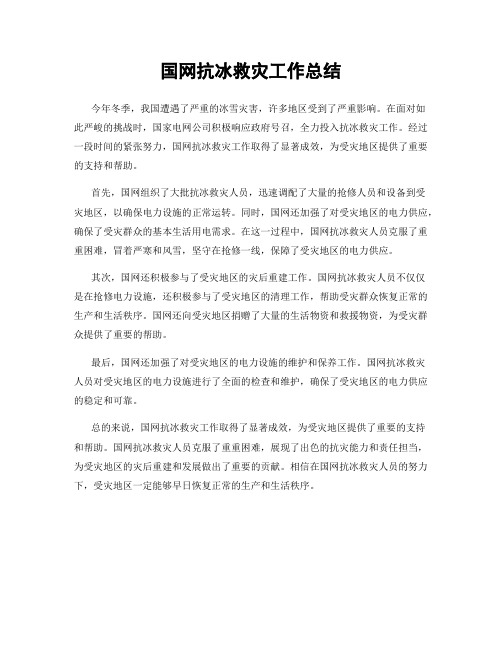 国网抗冰救灾工作总结