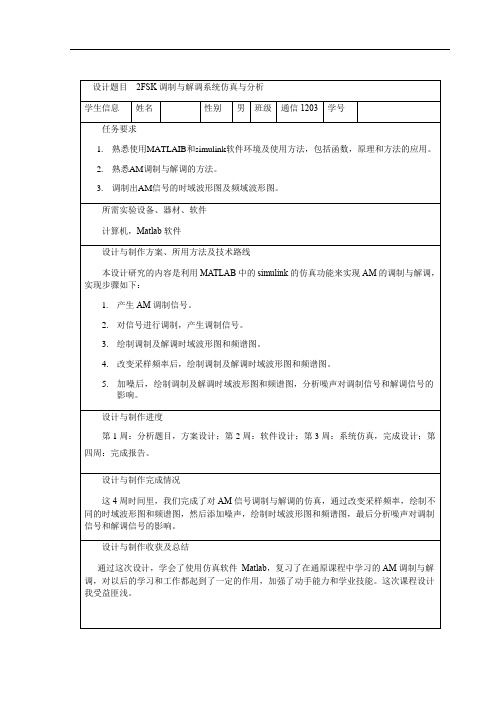 基于MATLAB的AM信号的调制与解调