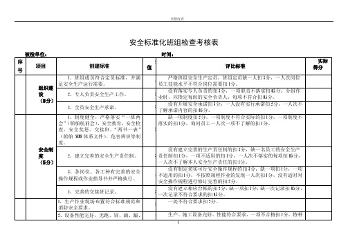 安全标准化班组检查考核表