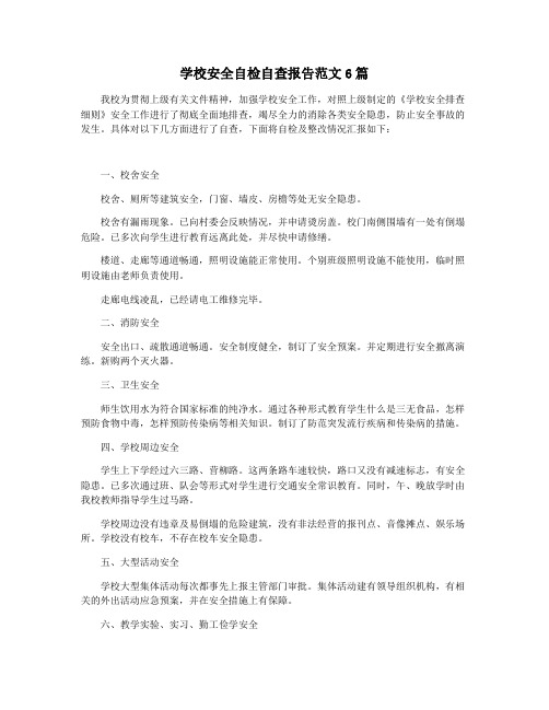 学校安全自检自查报告范文6篇