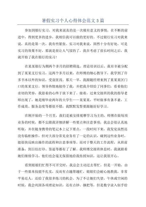 暑假实习个人心得体会范文5篇