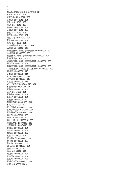 商品编码：商品归类代码说明（25）