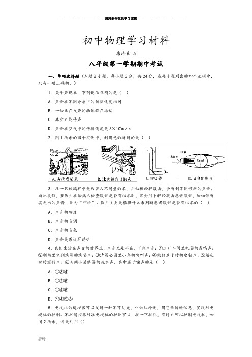 人教版八年级物理上册八年级第一学期期中考试.doc