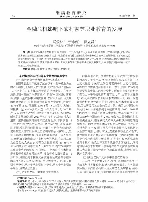 金融危机影响下农村初等职业教育的发展
