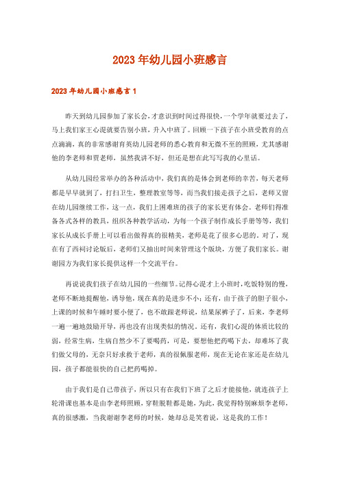 2023年幼儿园小班感言