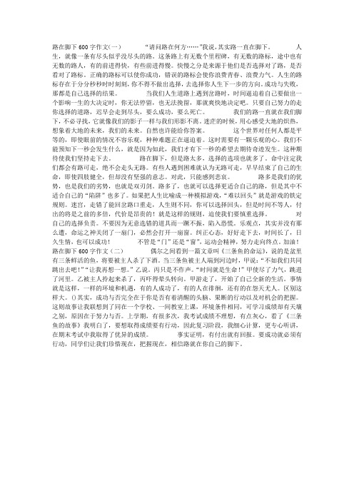 路在脚下600字作文