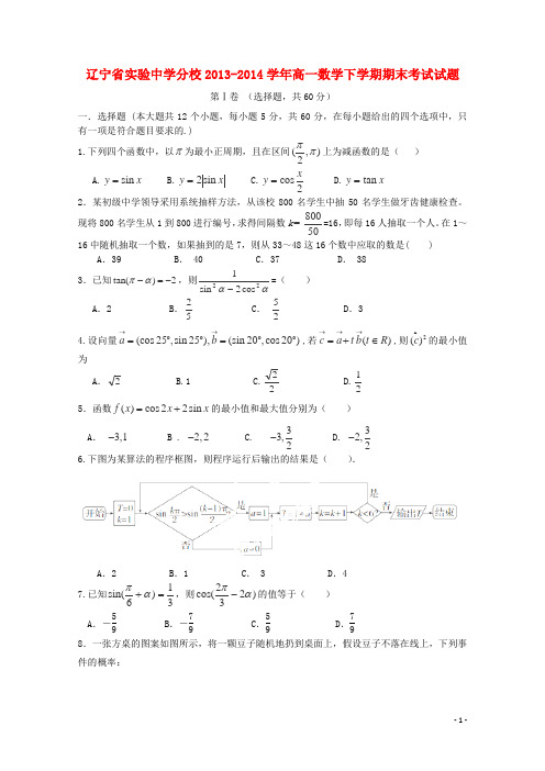 辽宁省实验中学分校高一数学下学期期末考试试题