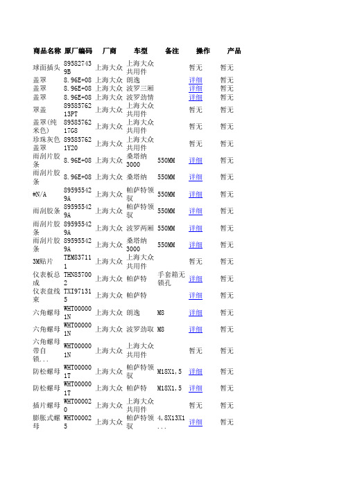 上海大众汽车配件编码