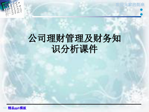 公司理财管理及财务知识分析课件