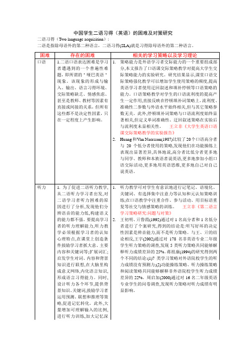 高中生二语习的困难及对策研究