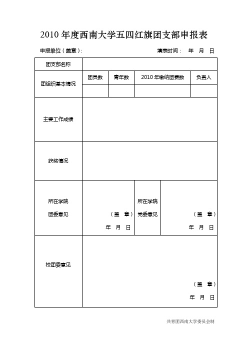 “五四”评优申请表