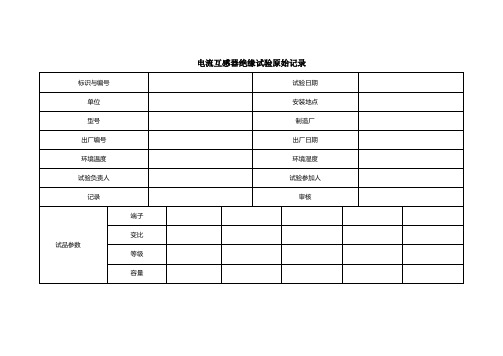 电流互感器试验原始记录