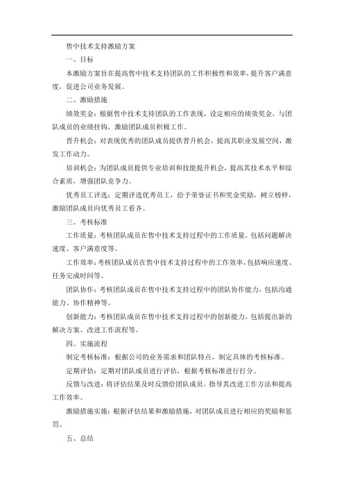 售中技术支持激励方案