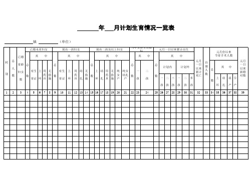 计划生育情况一览表