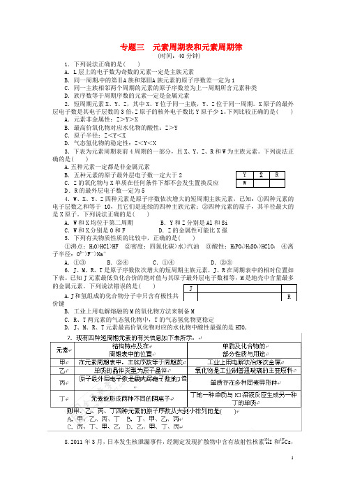 高中化学 第三册 第九章 初识元素周期律 9.2 元素周期表试题 沪科版