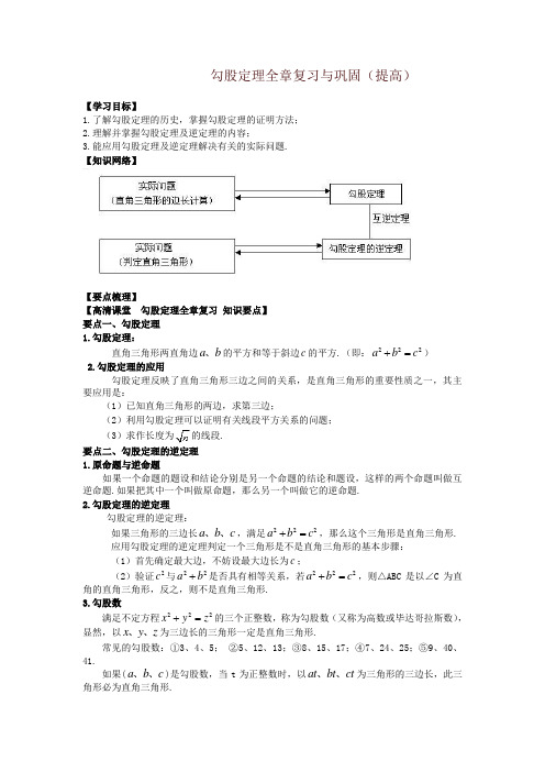 华东师大初中数学八年级上册勾股定理全章复习与巩固(提高)知识讲解