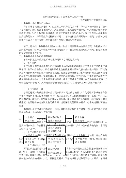 如何制定小批量、多品种生产的生产计划