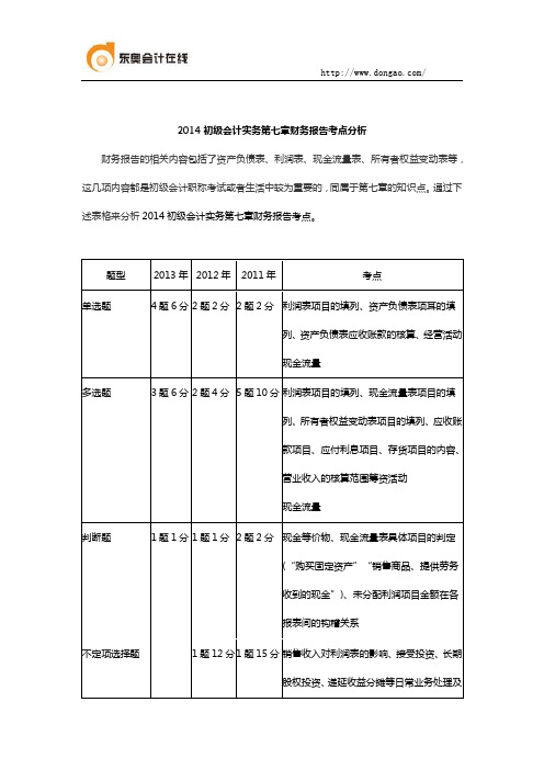 2014初级会计实务第七章财务报告考点分析