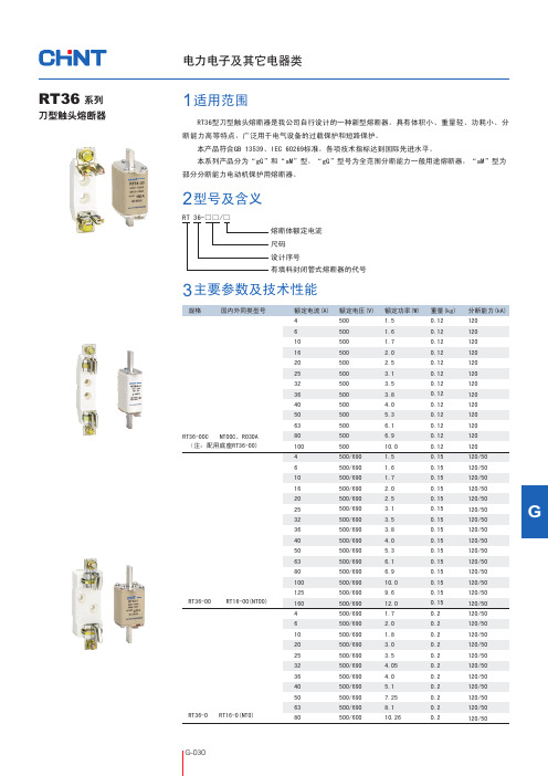 RT36 NT00熔断器选型手册