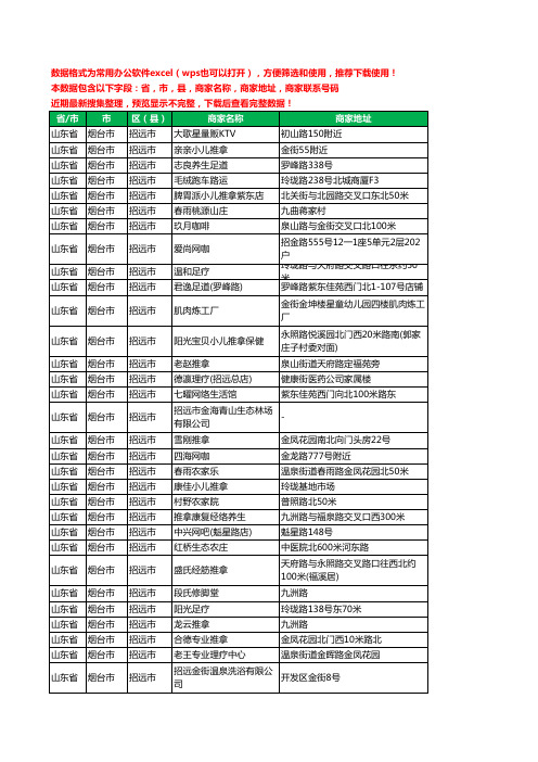 2020新版山东省烟台市招远市休闲娱乐工商企业公司商家名录名单黄页联系电话号码地址大全377家