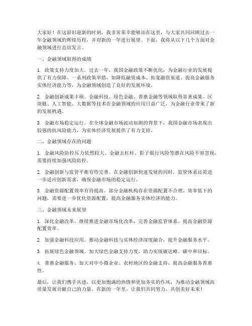 金融领域总结发言稿范文