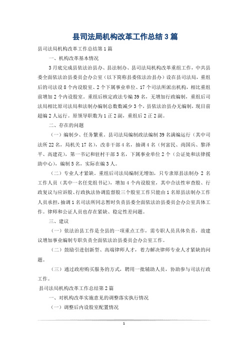县司法局机构改革工作总结3篇