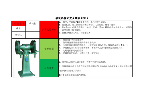 砂轮机作业安全风险告知卡