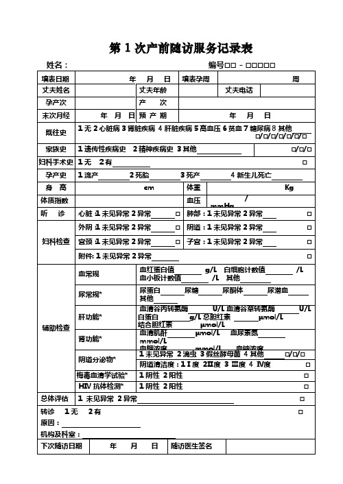 孕产妇健康管理档案