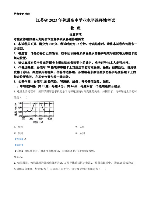 高考真题——物理(江苏卷)