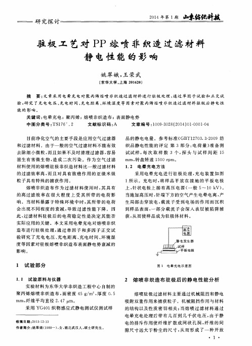 驻极工艺对PP熔喷非织造过滤材料静电性能的影响