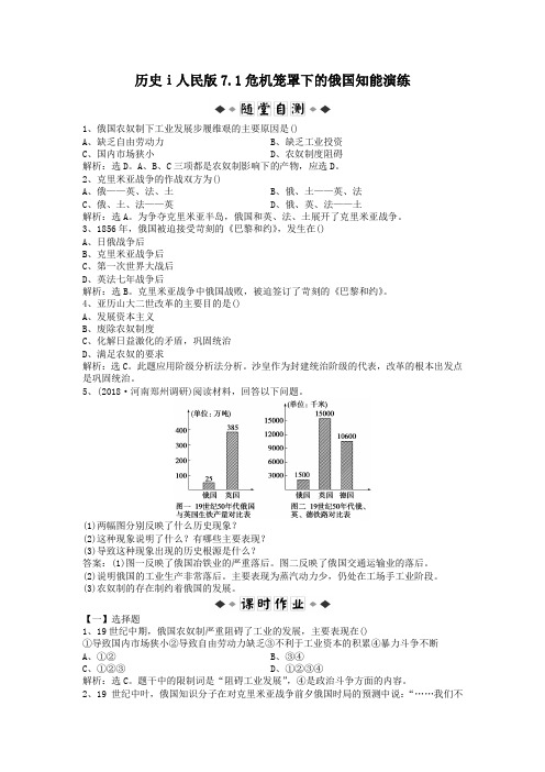 历史ⅰ人民版7.1危机笼罩下的俄国知能演练