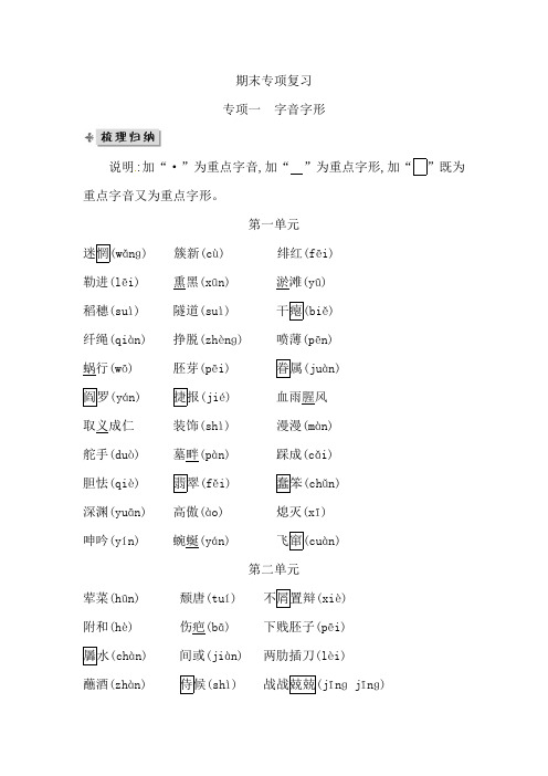 人教部编版九年级下册语文同步练习：专项一字音字形附答案