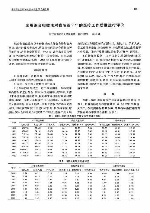 应用综合指数法对我院近9年的医疗工作质量进行评价