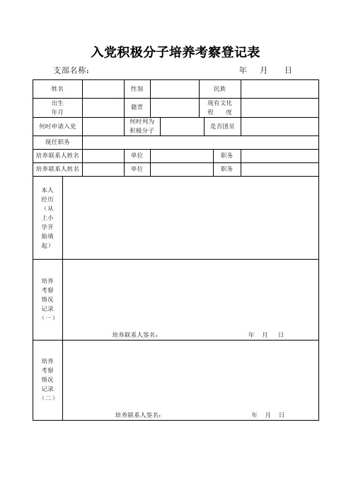 2.入党积极分子培养考察登记表(支部)