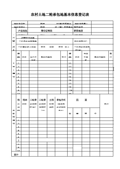 农村土地二轮承包地基本信息登记表