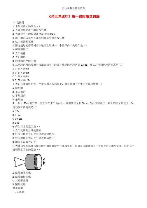 八年级物理上册3-1光世界巡行第一课时随堂训练新版粤教沪版