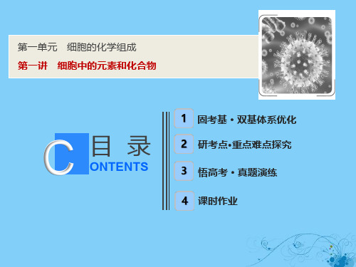 2019版高考生物一轮复习第一单元细胞的化学组成第一讲细胞中的元素和化合物课件苏教版