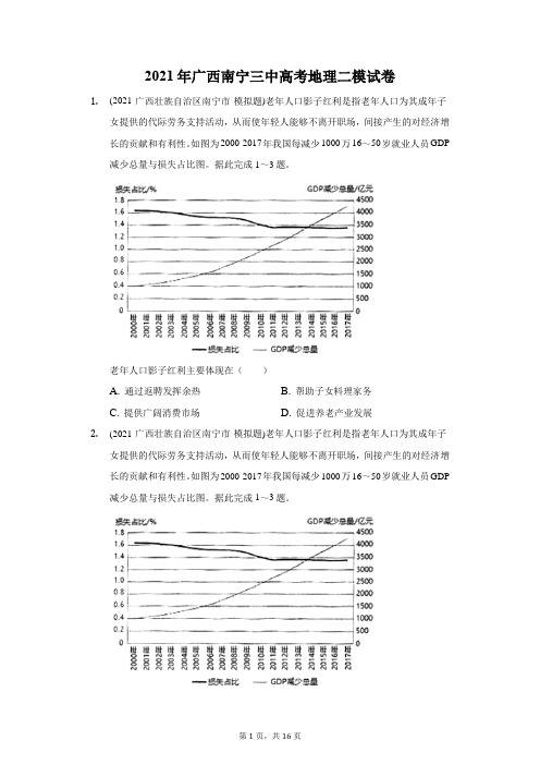 2021年广西南宁三中高考地理二模试卷(附答案详解)