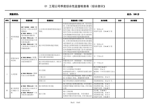 季度综合性监督检查(质量管理检查表)综合部分