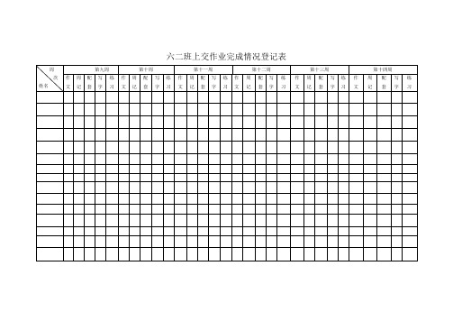 六二班作业完成情况登记表