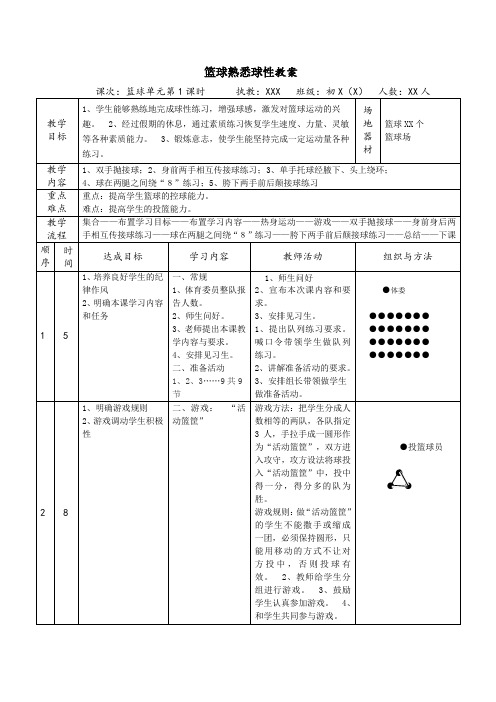 初中篮球《熟悉球性》教案