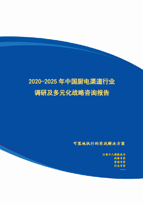 2020-2025年中国厨电渠道行业调研及多元化战略咨询报告