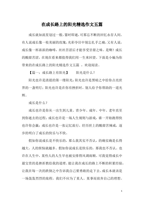 在成长路上的阳光精选作文五篇