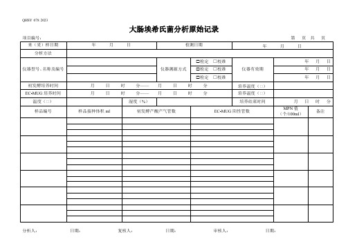 73大肠埃希氏菌分析记录