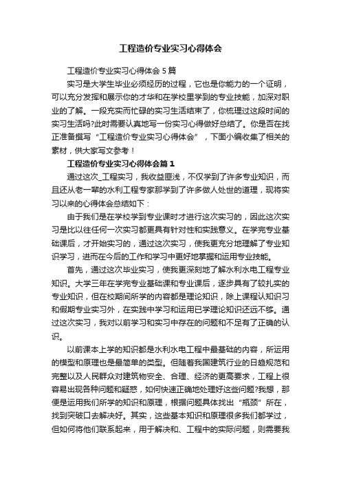 工程造价专业实习心得体会