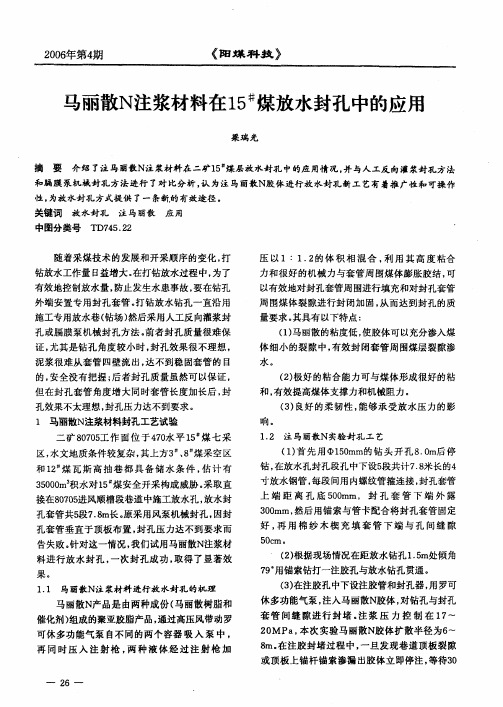 马丽散N注浆材料在15 #煤放水封孔中的应用