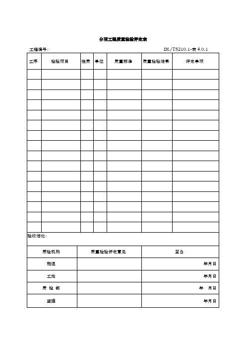 DLT5161表格大全