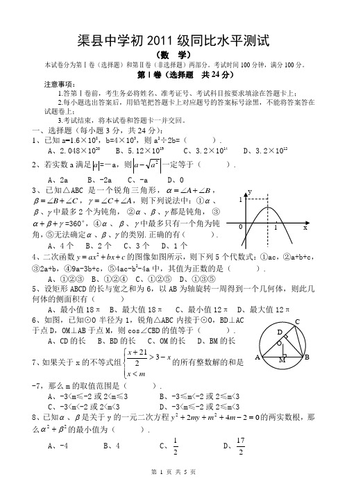 2011年中考选拔数学试题